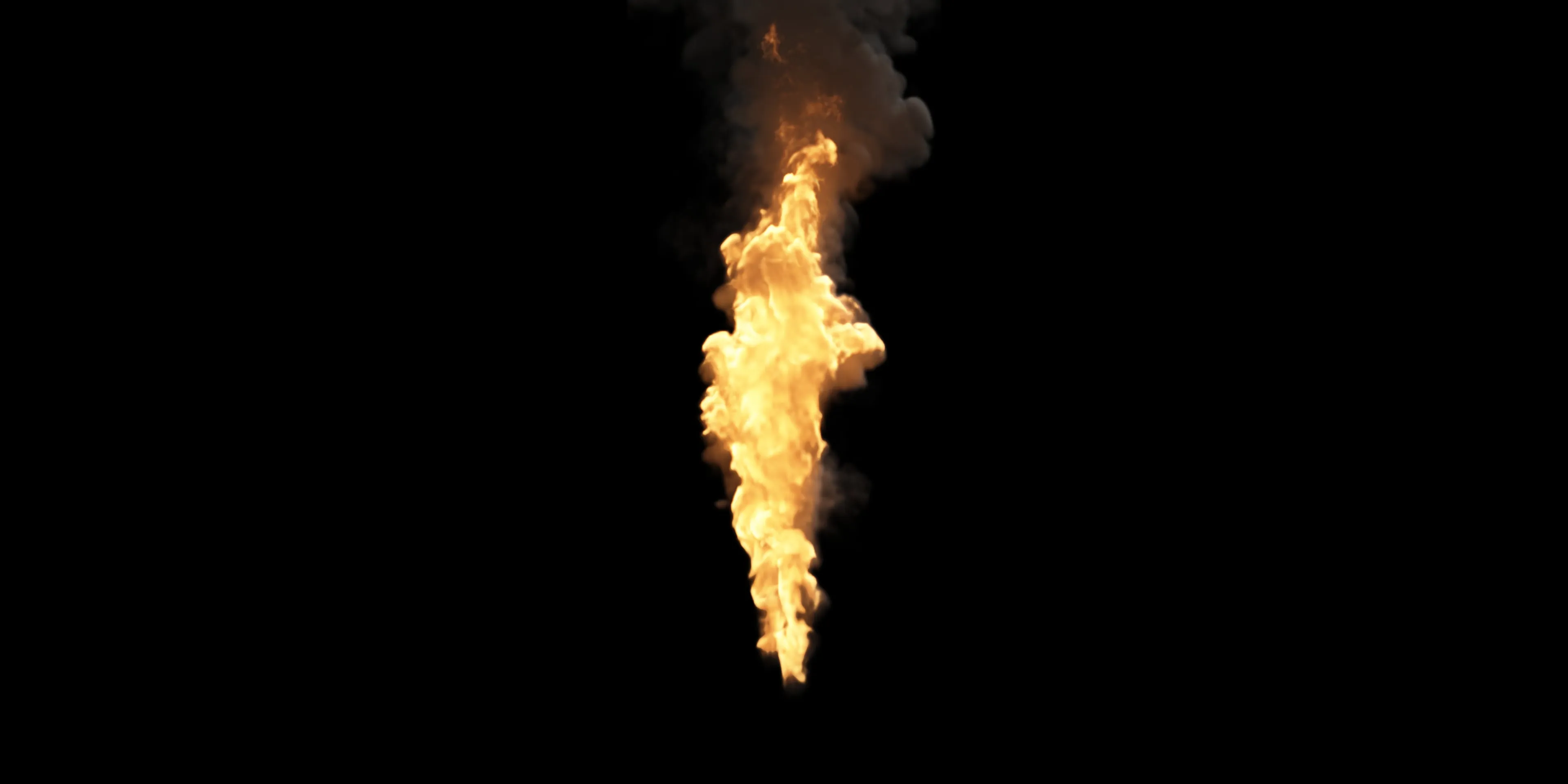 A column of fire suspended against a black background