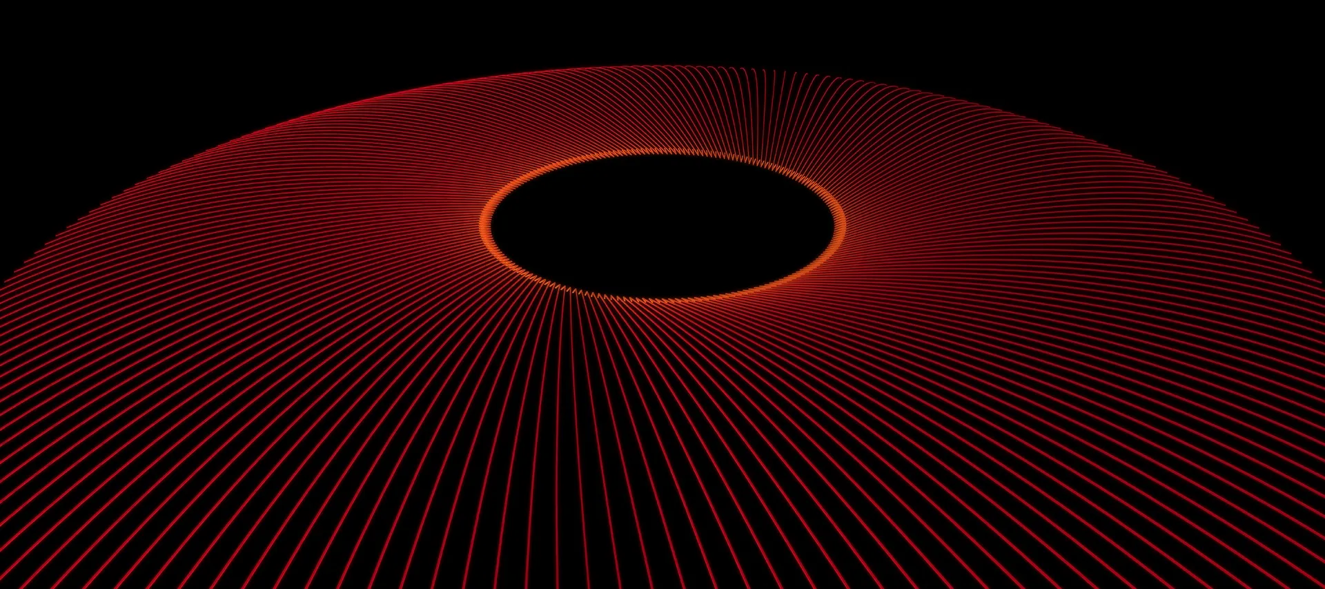 A red lines repeat in graphic manner to depict a circle.